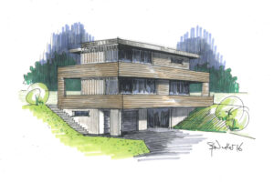 Naturhus Architektur - handgezeichnete Visualisierungen