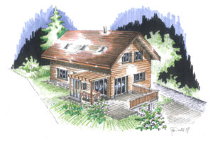 Naturhus Architektur - handgezeichnete Visualisierungen